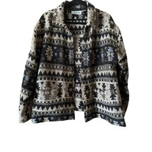 Tantrums Jacket Womens XL Southwestern Tapestry Print Collared Pockets